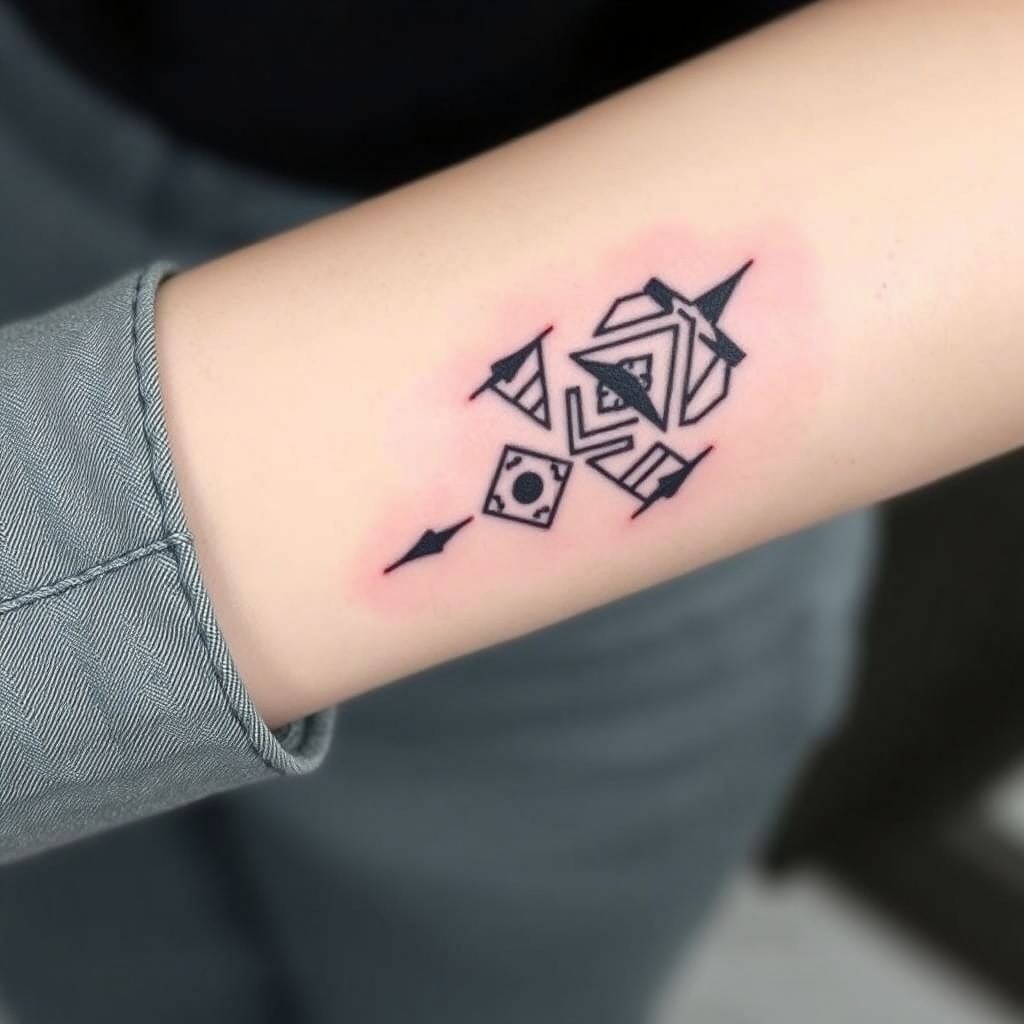 A tattoo design of Small dainty Feminine peruvian culture tattoo for forearm in the style of geometric. - peruvian culture tattoo design generated by AI tattoo generator