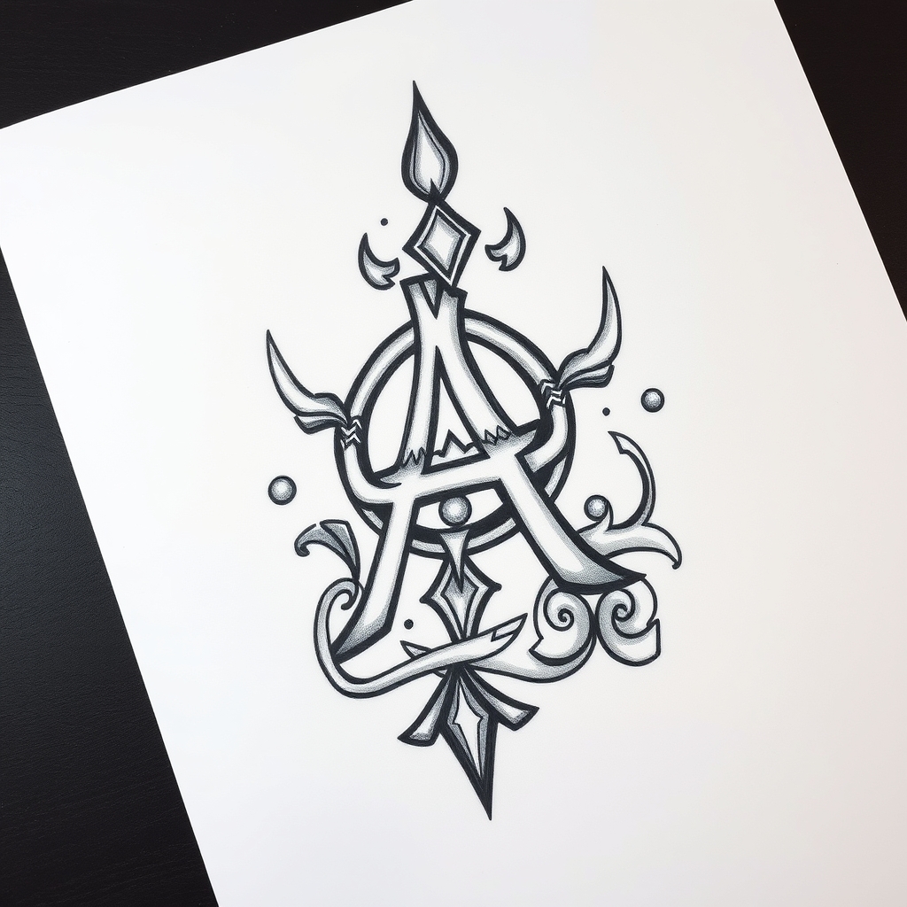 A tattoo design of a a in the style of traditional. - i'm ready when you are. what's the tattoo description? tattoo design generated by AI tattoo generator