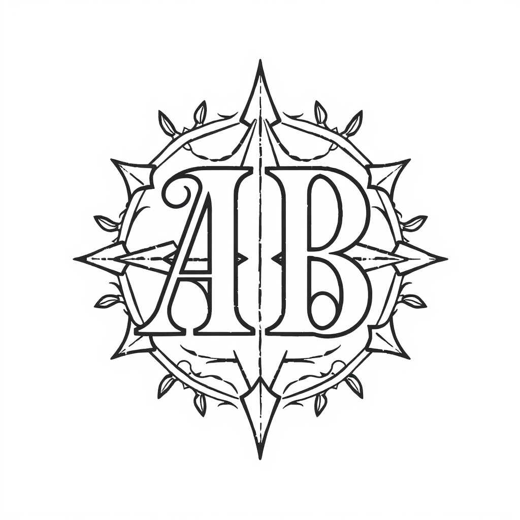 A tattoo design of Initials AB, year 1974, in the style of geometric. - dates tattoo design generated by AI tattoo generator