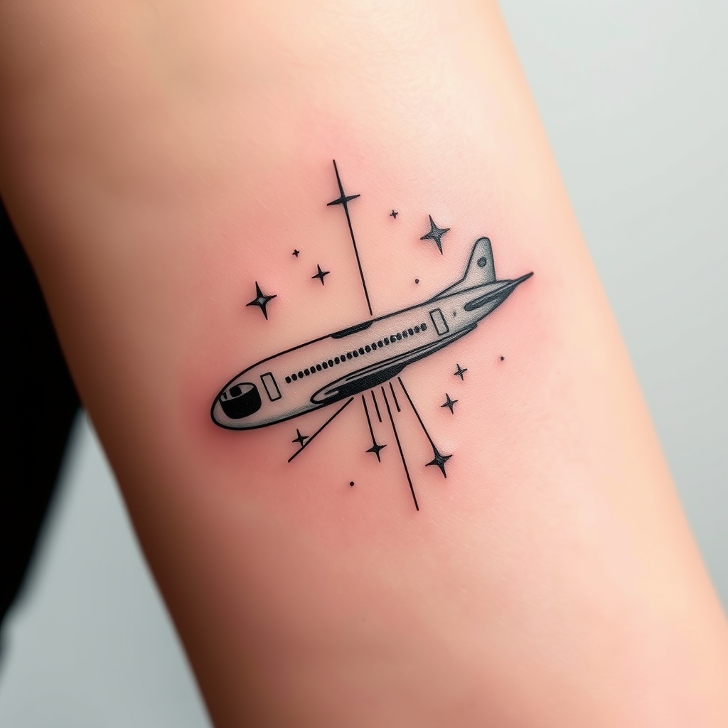 A tattoo design of Aeroespace in the style of minimalist. - space exploration tattoo design generated by AI tattoo generator