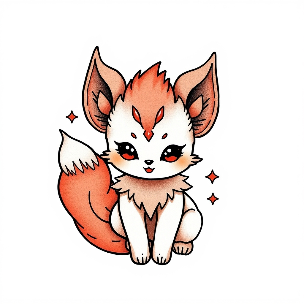 A tattoo design of cute vulpix in the style of japanese. - pokemon tattoo design generated by AI tattoo generator