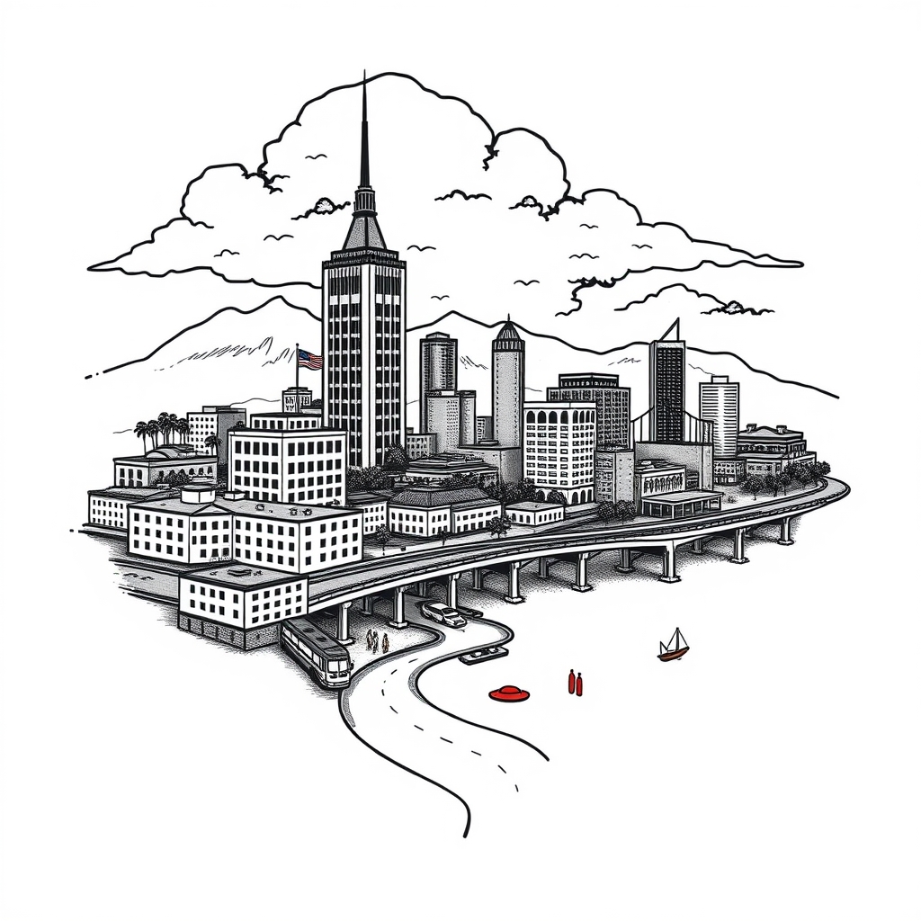 A tattoo design of City of fullerton  in the style of realistic. - place names tattoo design generated by AI tattoo generator