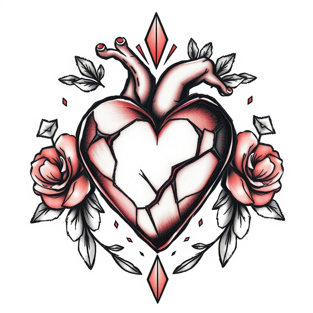 A tattoo design of Pixel heart in the style of realistic. - symbol tattoo design generated by AI tattoo generator
