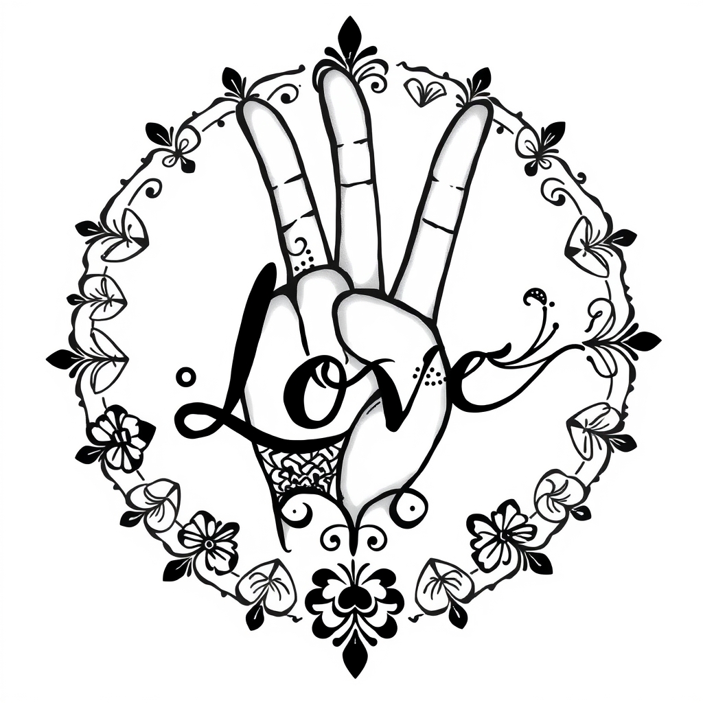 A tattoo design of Fun, creative, henna style, peace, love, selfless, joy in the style of abstract. - peace symbols tattoo design generated by AI tattoo generator