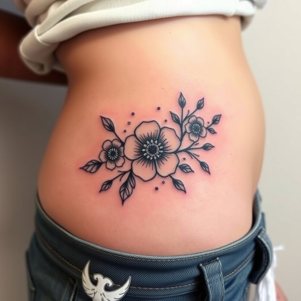 A tattoo design of Small feminine hip tattoo in the style of realistic. - body art tattoo design generated by AI tattoo generator