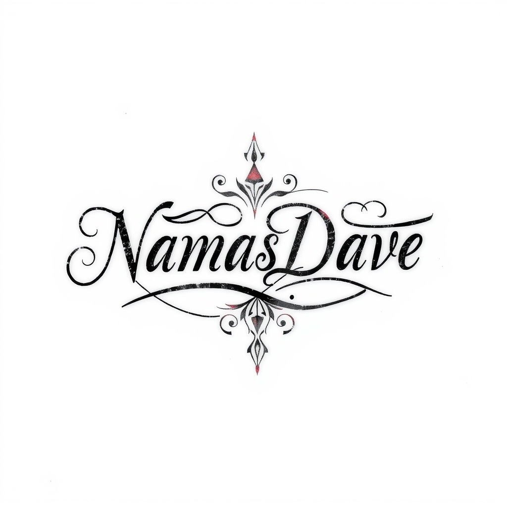 A tattoo design of "NamasDave" in a script for Yoga Teacher in the style of abstract. - yoga tattoo design generated by AI tattoo generator