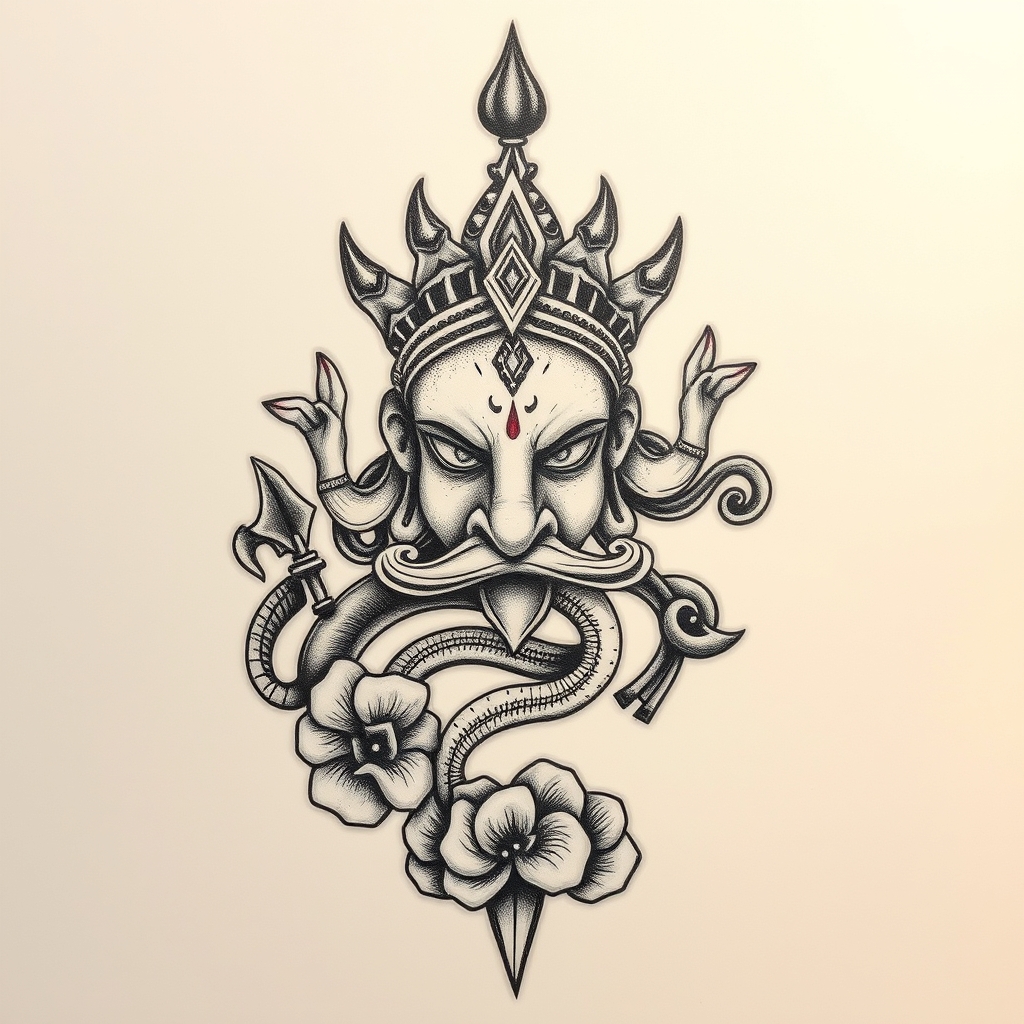 A tattoo design of a and a with om in the style of surrealistic. - alpha omega tattoo design generated by AI tattoo generator
