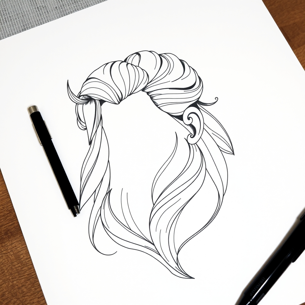 A tattoo design of create a monochrome line sketch description with exact proportions and placement pointers in the style of realistic. - tattoo design tattoo design generated by AI tattoo generator
