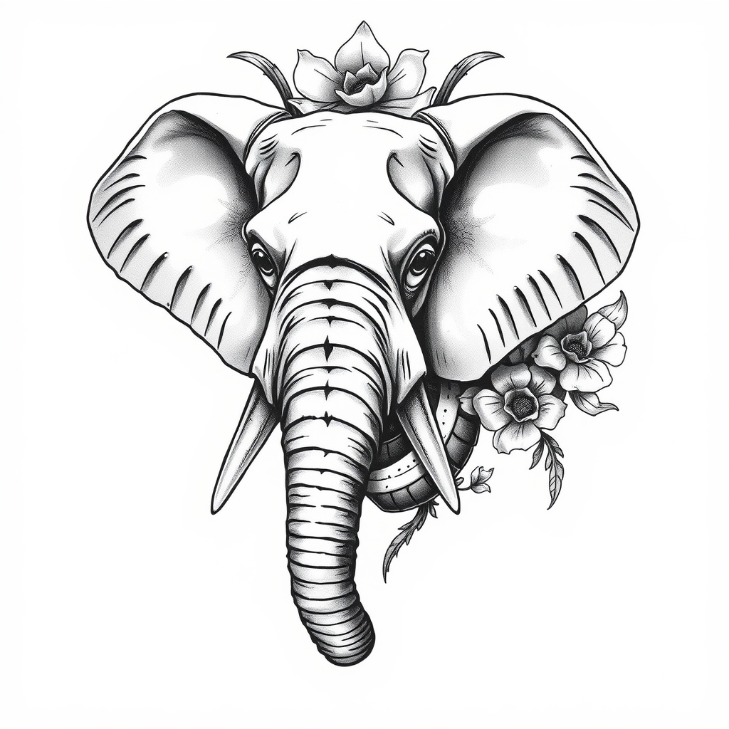 A tattoo design of elephant in the style of realistic. - please go ahead and provide the tattoo description. tattoo design generated by AI tattoo generator