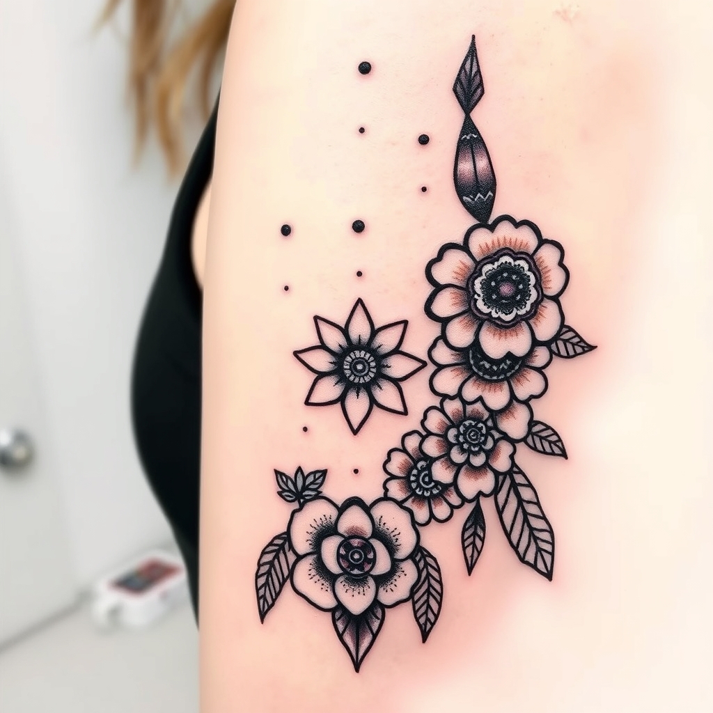 A tattoo design of About 15cm with a boho theme in the style of realistic. - boho style tattoo design generated by AI tattoo generator