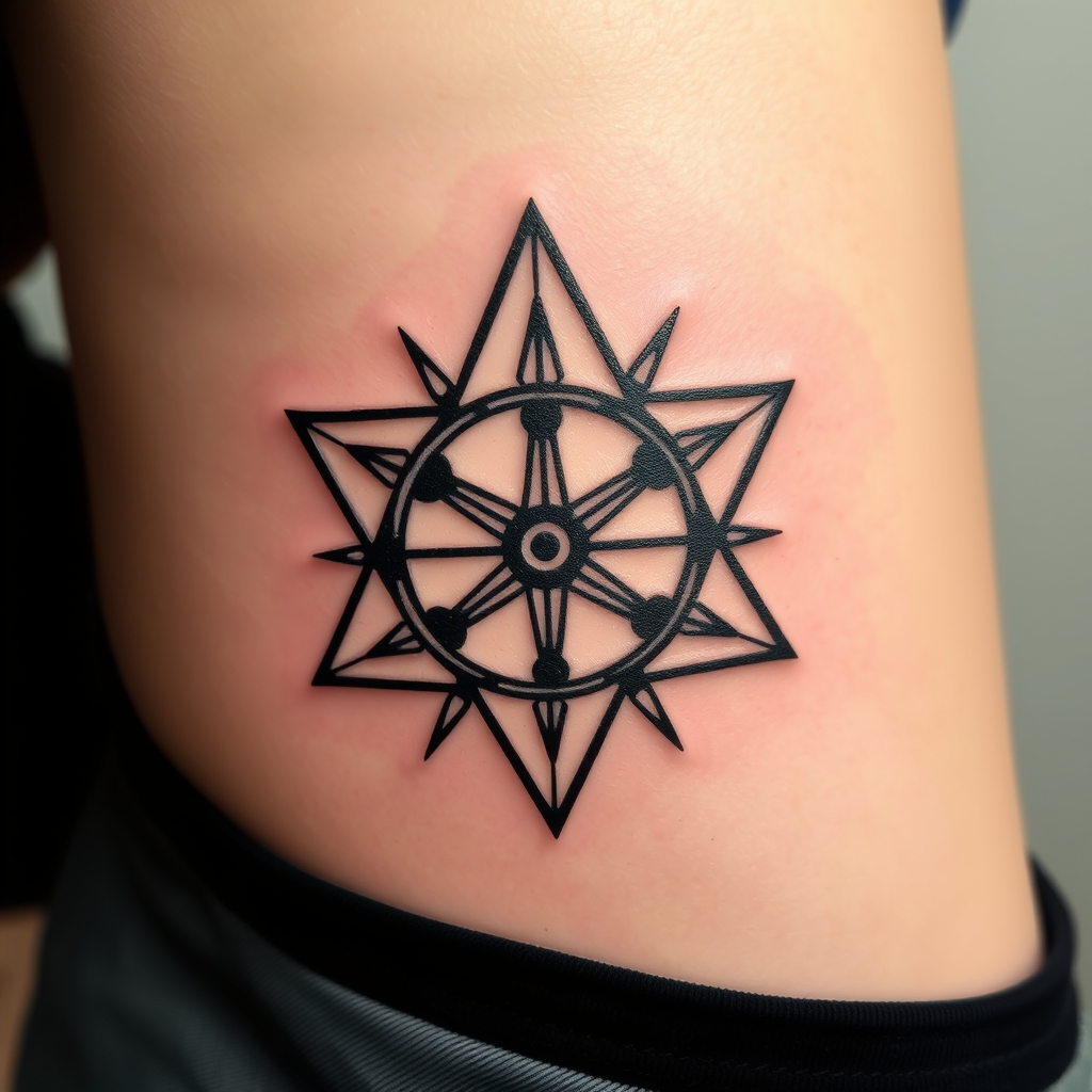 A tattoo design of A tattoo symbolizing the rejection of any societal norm in the style of geometric. - symbolic icon for non conformity of social norms tattoo design generated by AI tattoo generator