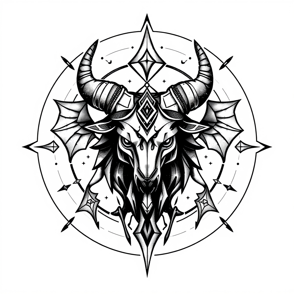 A tattoo design of Biomechanical taurus in the style of geometric. - biomechanical art tattoo design generated by AI tattoo generator
