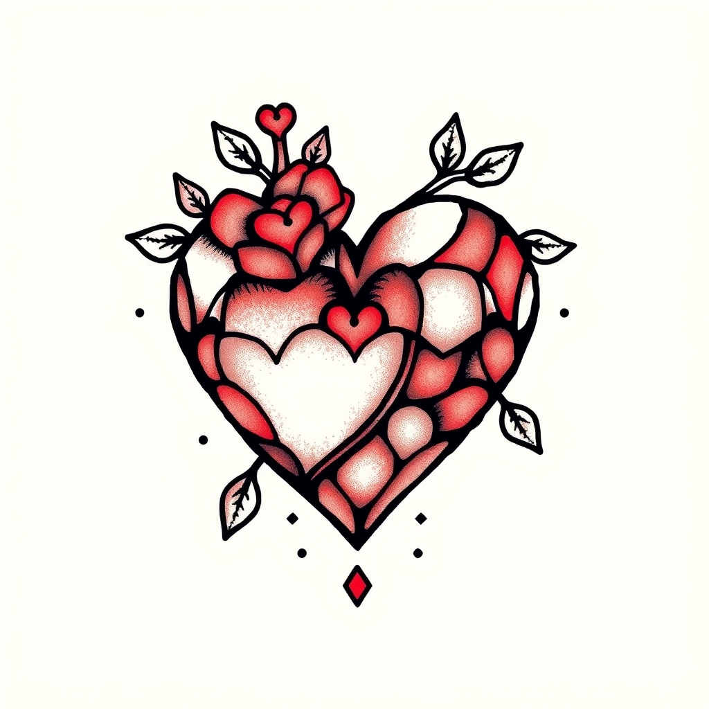 A tattoo design of Pixelated heart in the style of japanese. - heart tattoo design generated by AI tattoo generator