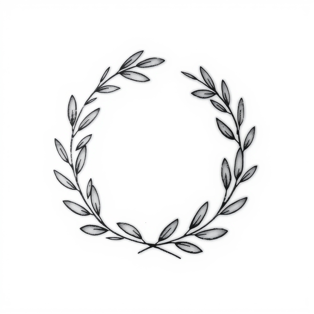 A tattoo design of Olive leaves wreath in the style of minimalist. - floral wreath tattoo design generated by AI tattoo generator