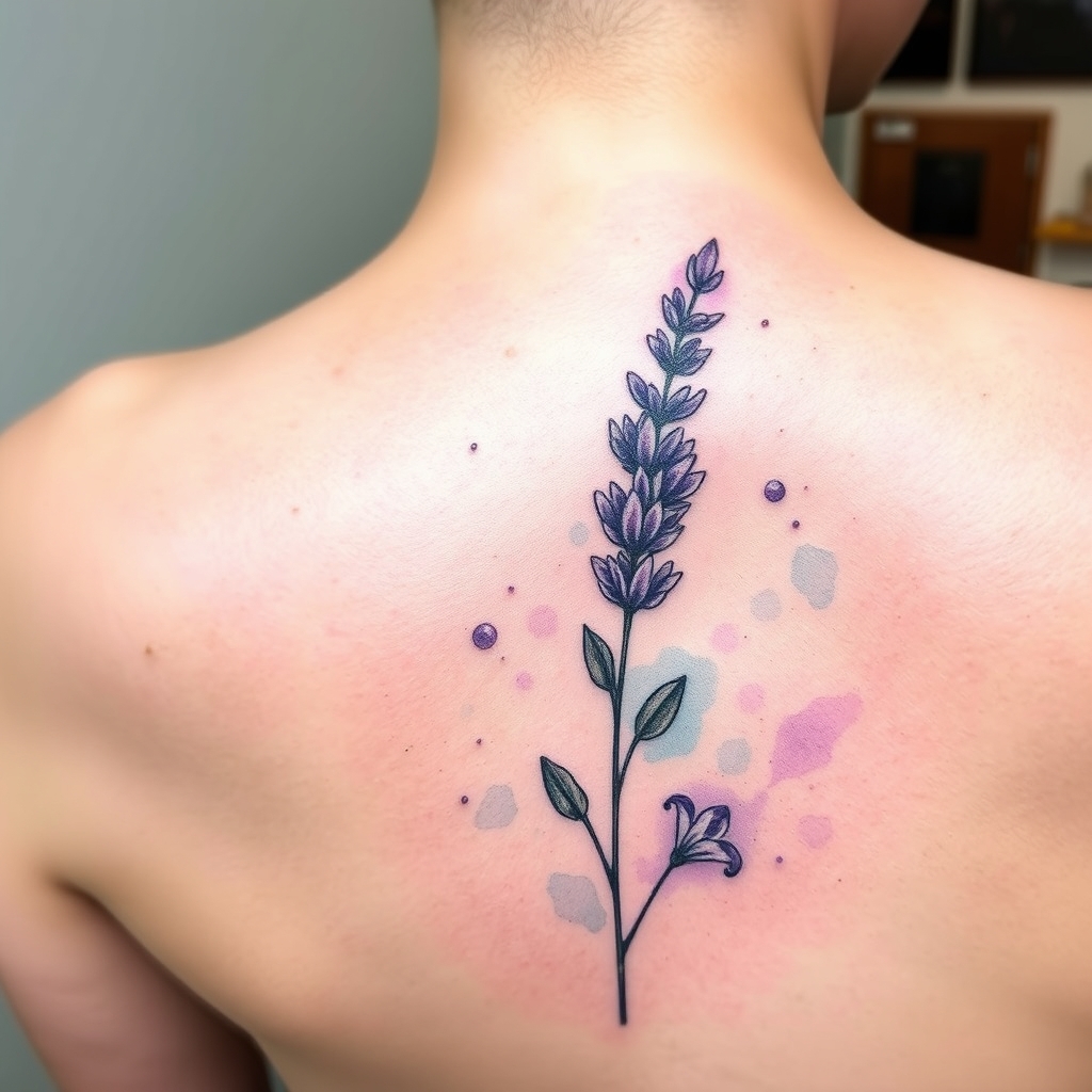 A tattoo design of https://example.com/your-lavender-tattoo.png in the style of watercolor. - flower tattoo design generated by AI tattoo generator