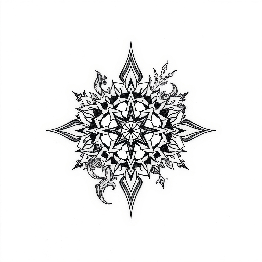 A tattoo design of Chinese art in the style of geometric. - go ahead and provide the tattoo description. i'll extract the category for you. tattoo design generated by AI tattoo generator