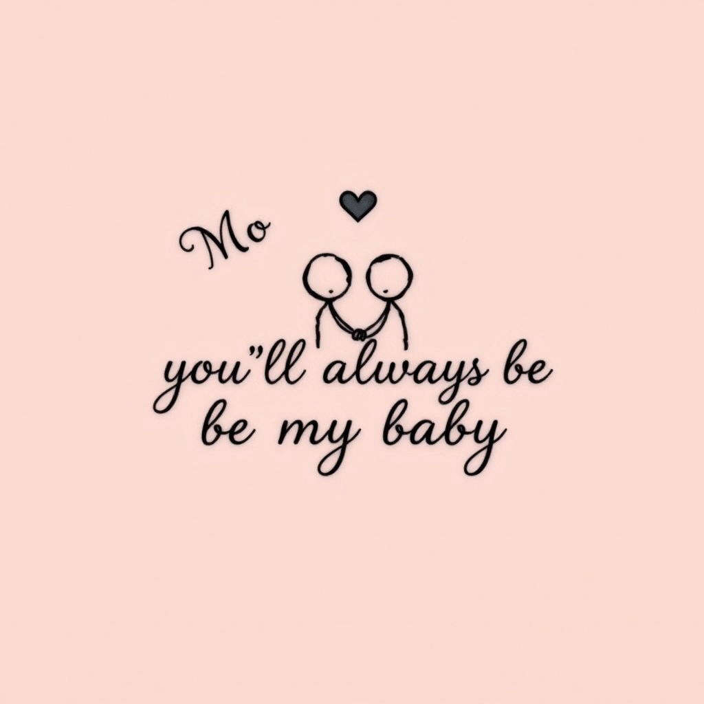 A tattoo design of Mother of two sons, you'll always be my baby in the style of minimalist. - family love tattoo design generated by AI tattoo generator