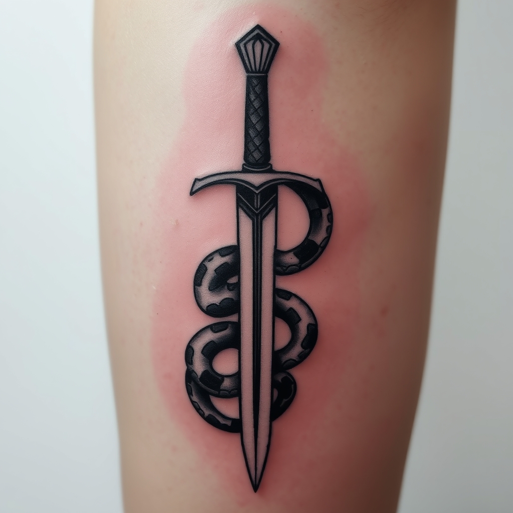 minimalist style fantasy creature tattoo design - AI generated tattoo art for inspiration