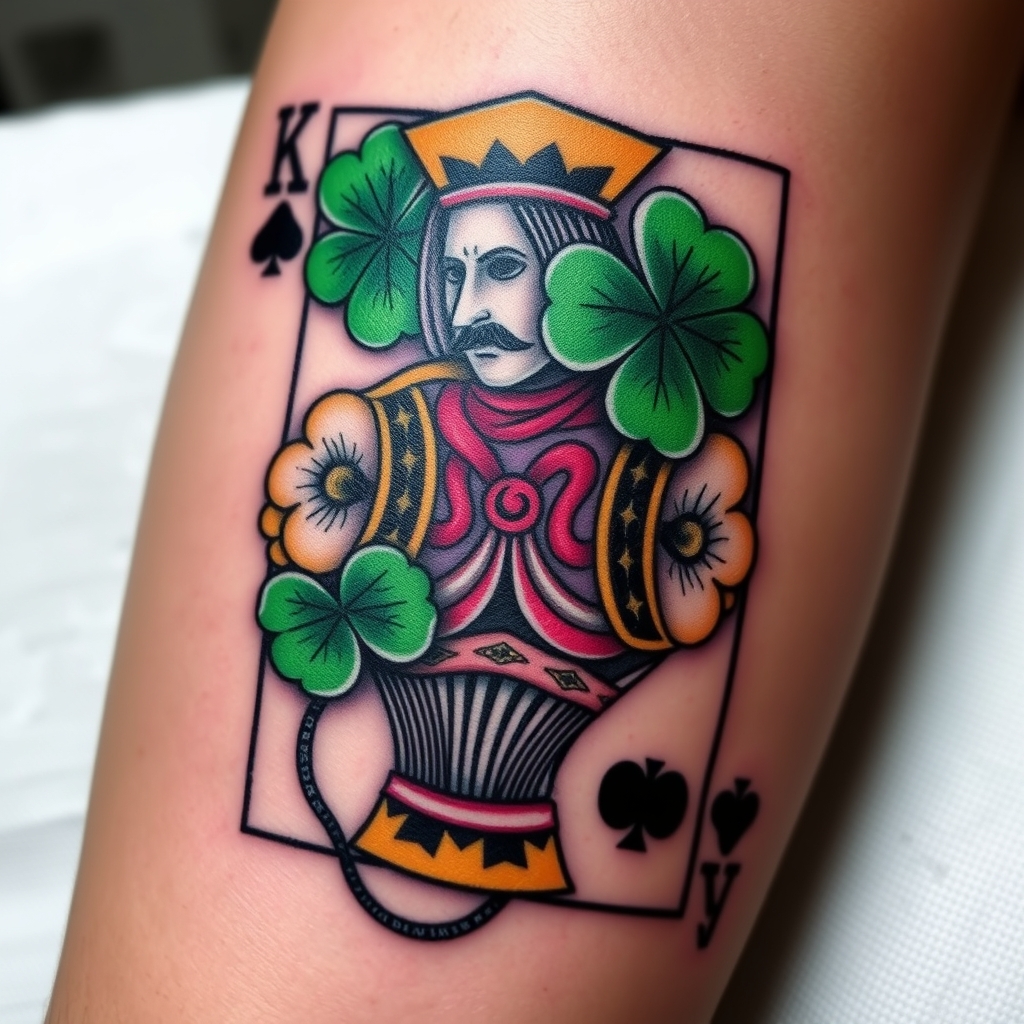 tribal style playing card tattoo design - AI generated tattoo art for inspiration