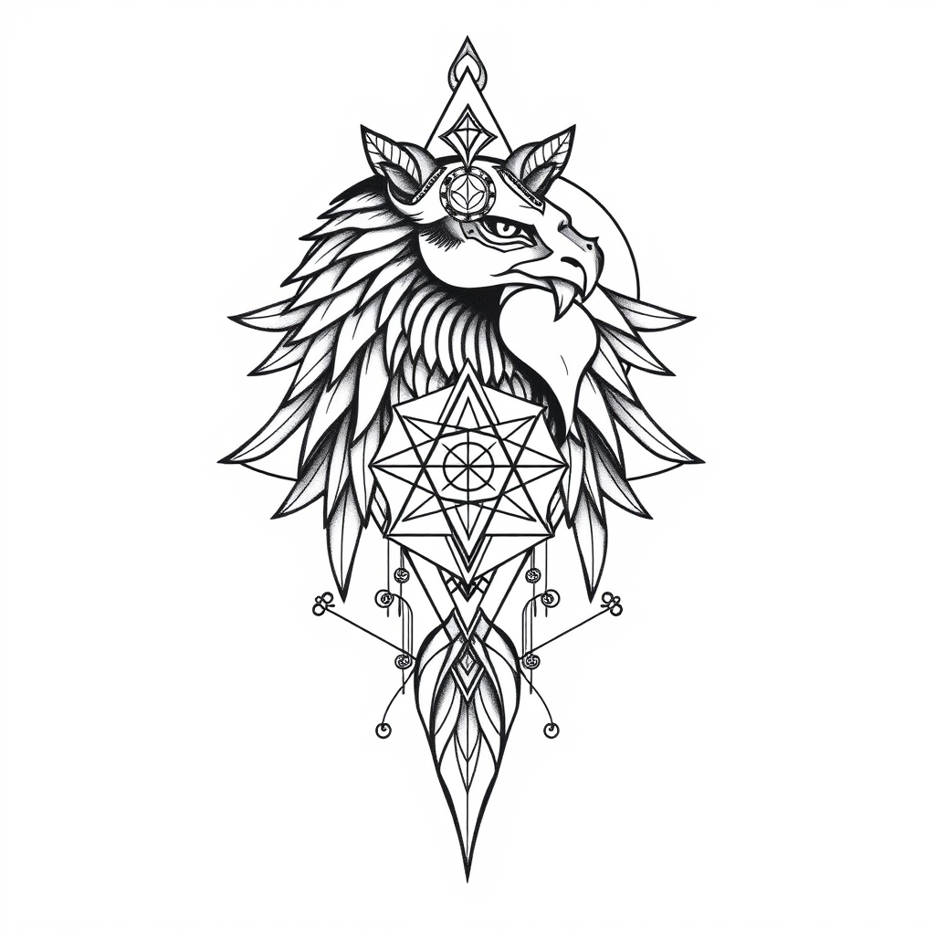 geometric style sacred geometry tattoo design - AI generated tattoo art for inspiration