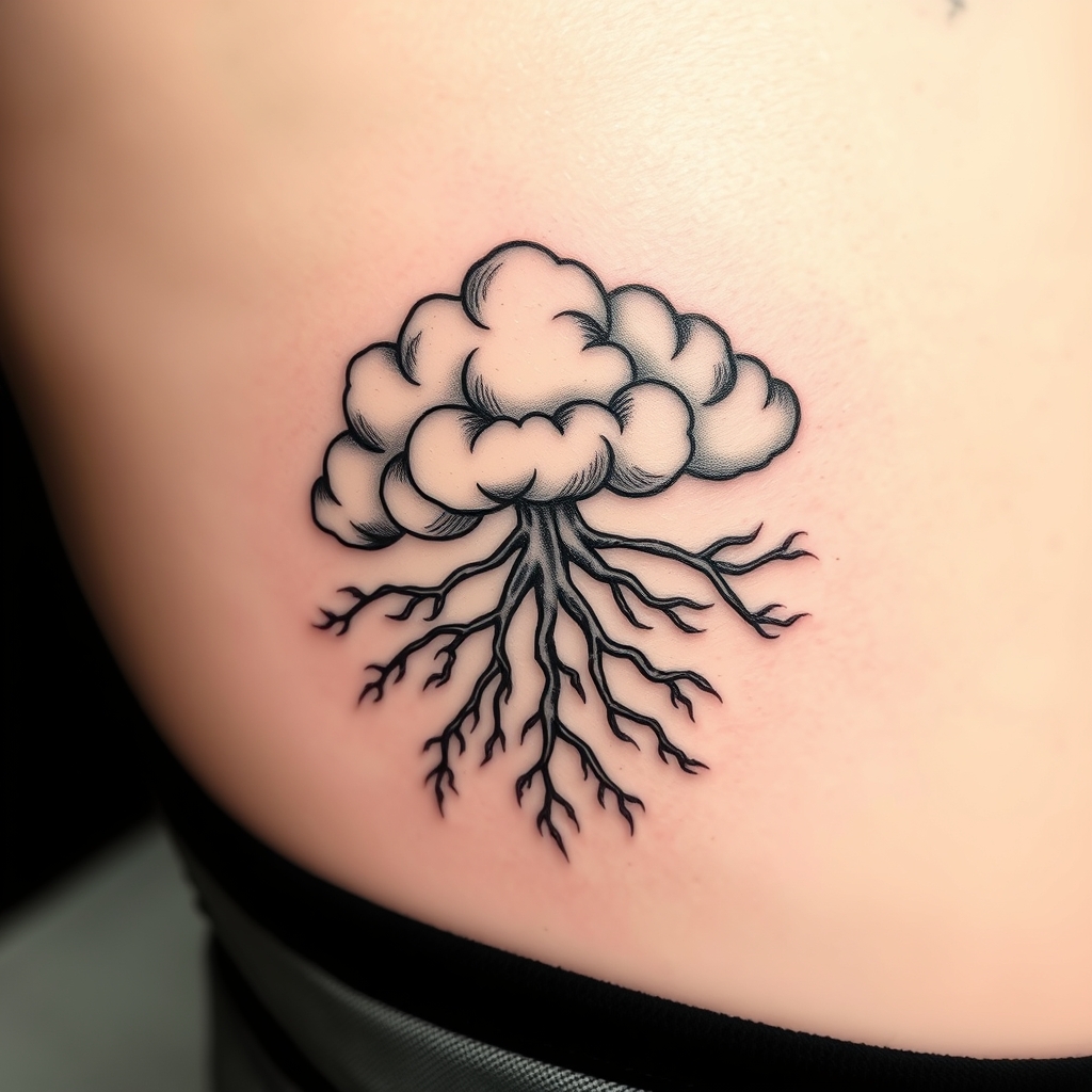 cloud family blackwork tattoo design
