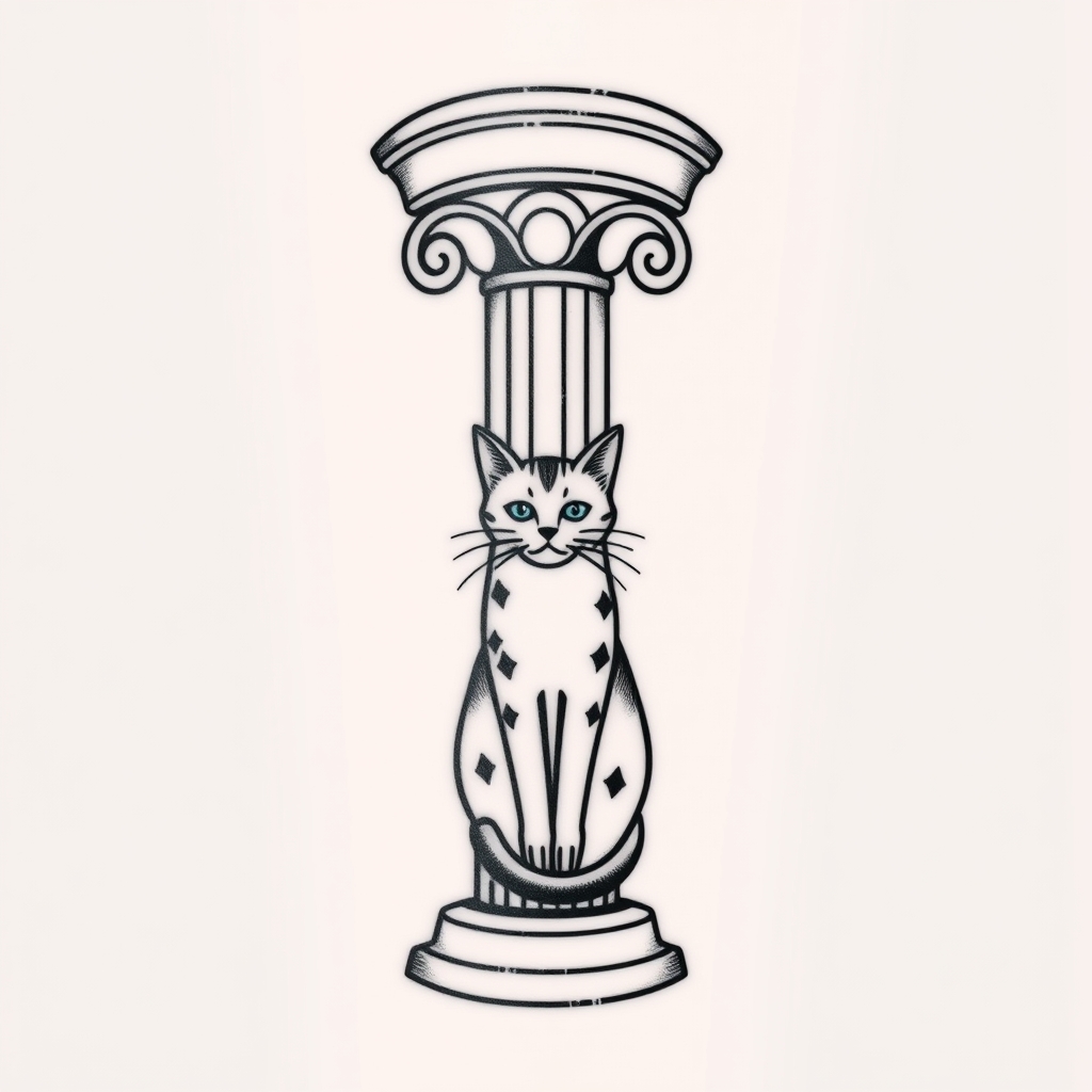 minimalist style greek architecture tattoo design - AI generated tattoo art for inspiration