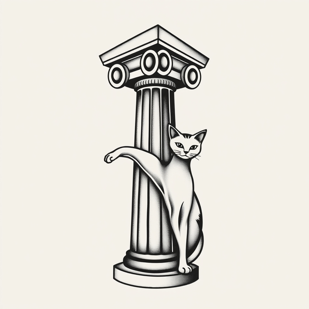 greek architecture minimalist tattoo design