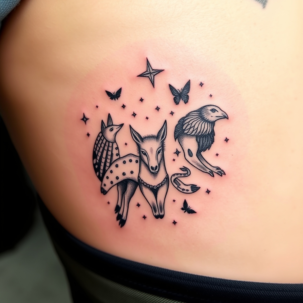 animals realistic tattoo design