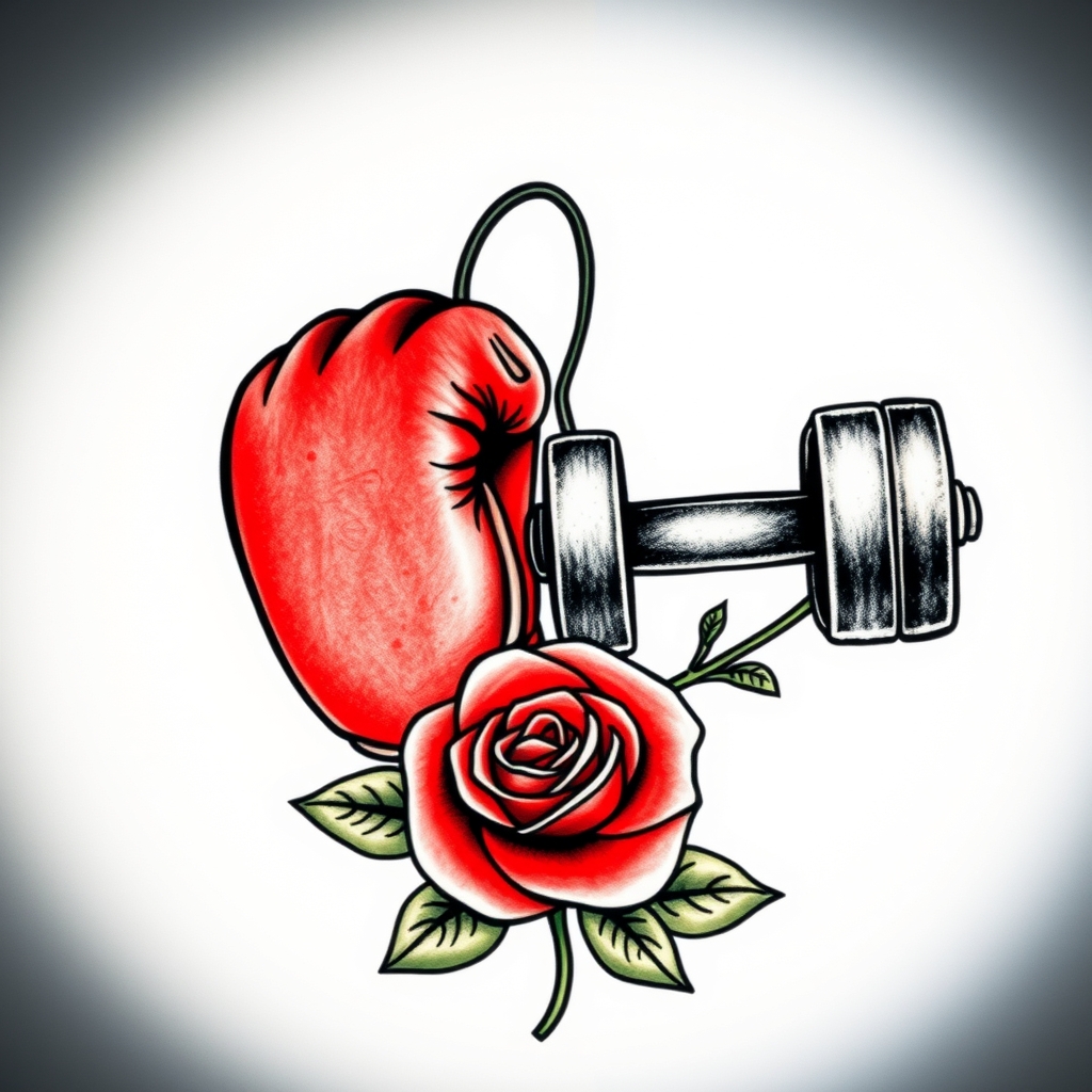 fitness symbols realistic tattoo design