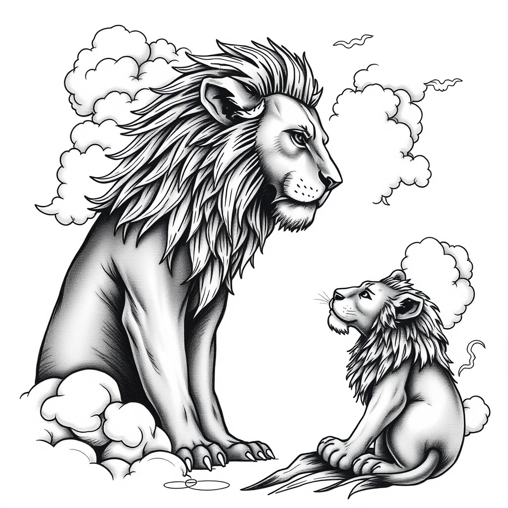 animal family blackwork tattoo design