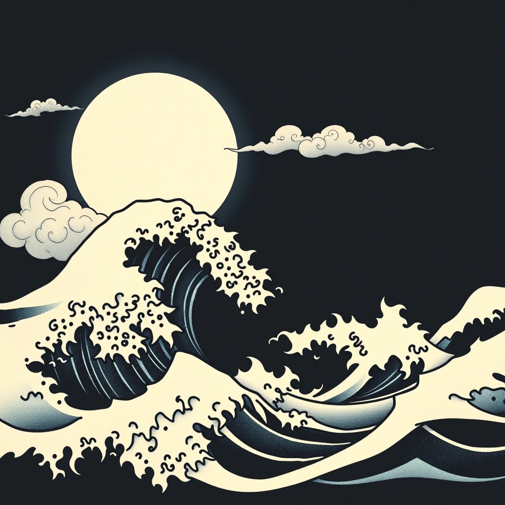 ocean waves geometric tattoo design