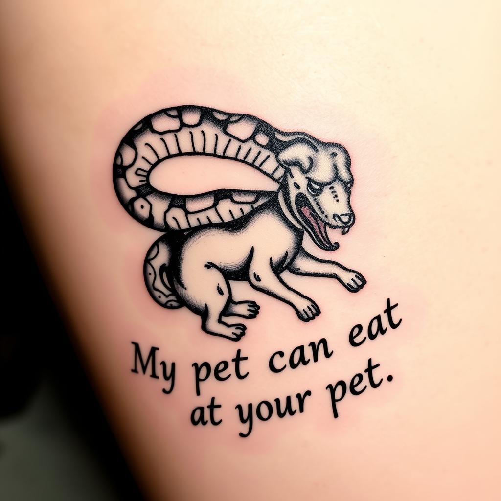 blackwork style pets tattoo design - AI generated tattoo art for inspiration