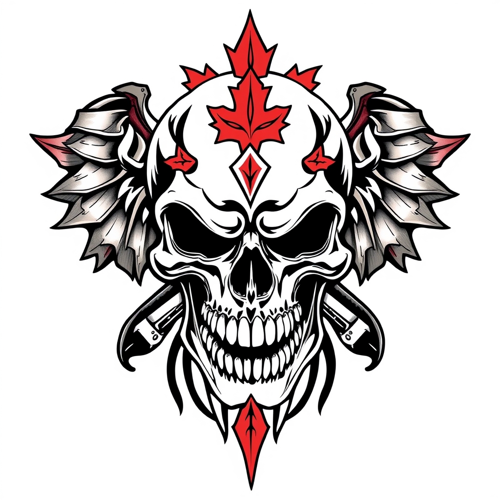 skull art tribal tattoo design