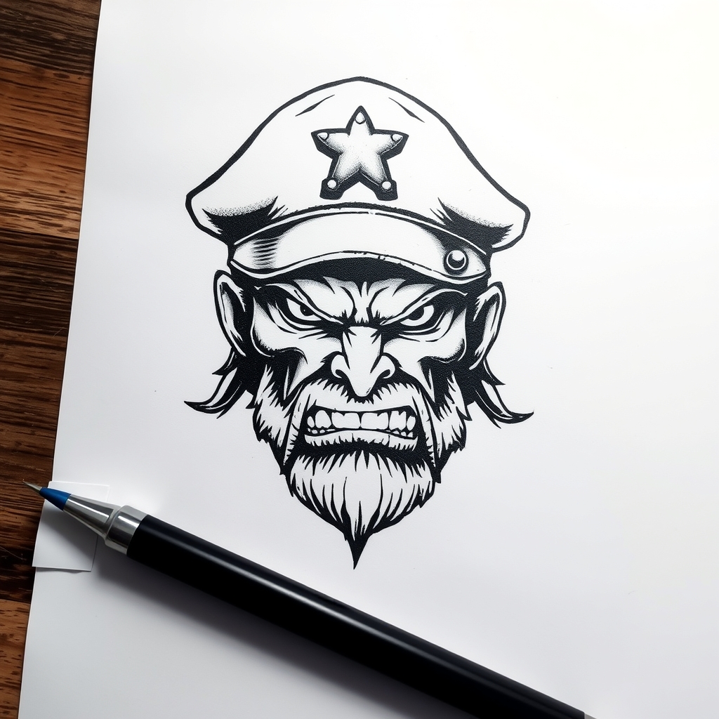 pirate realistic tattoo design