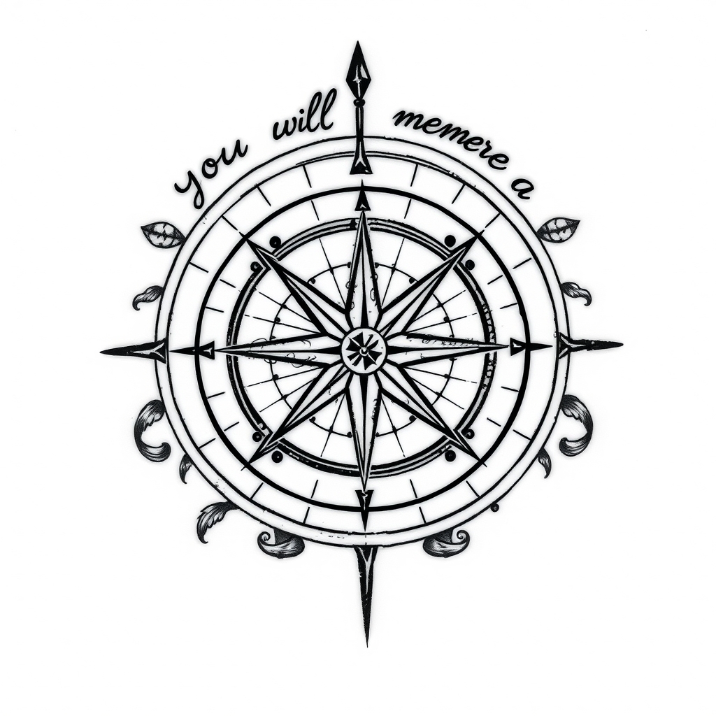 navigation symbol blackwork tattoo design