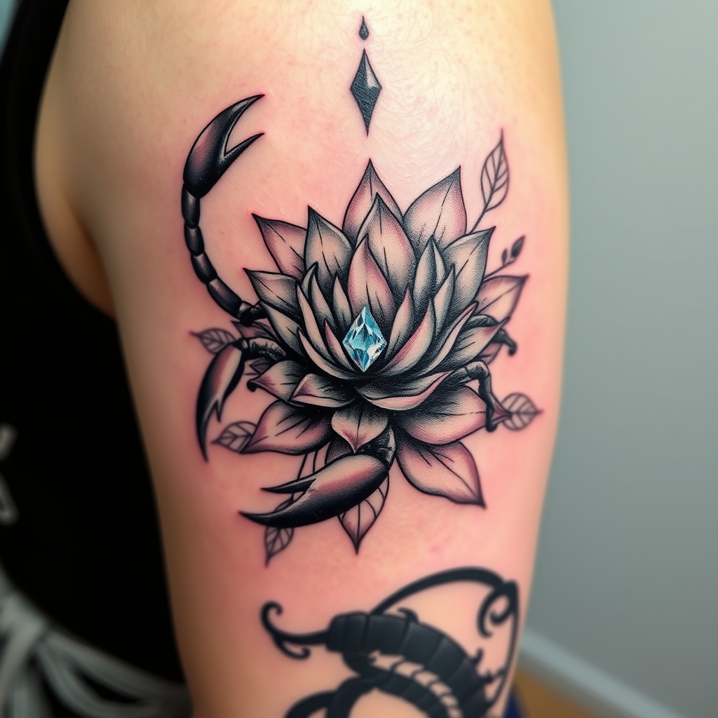 scorpion and lotus abstract tattoo design
