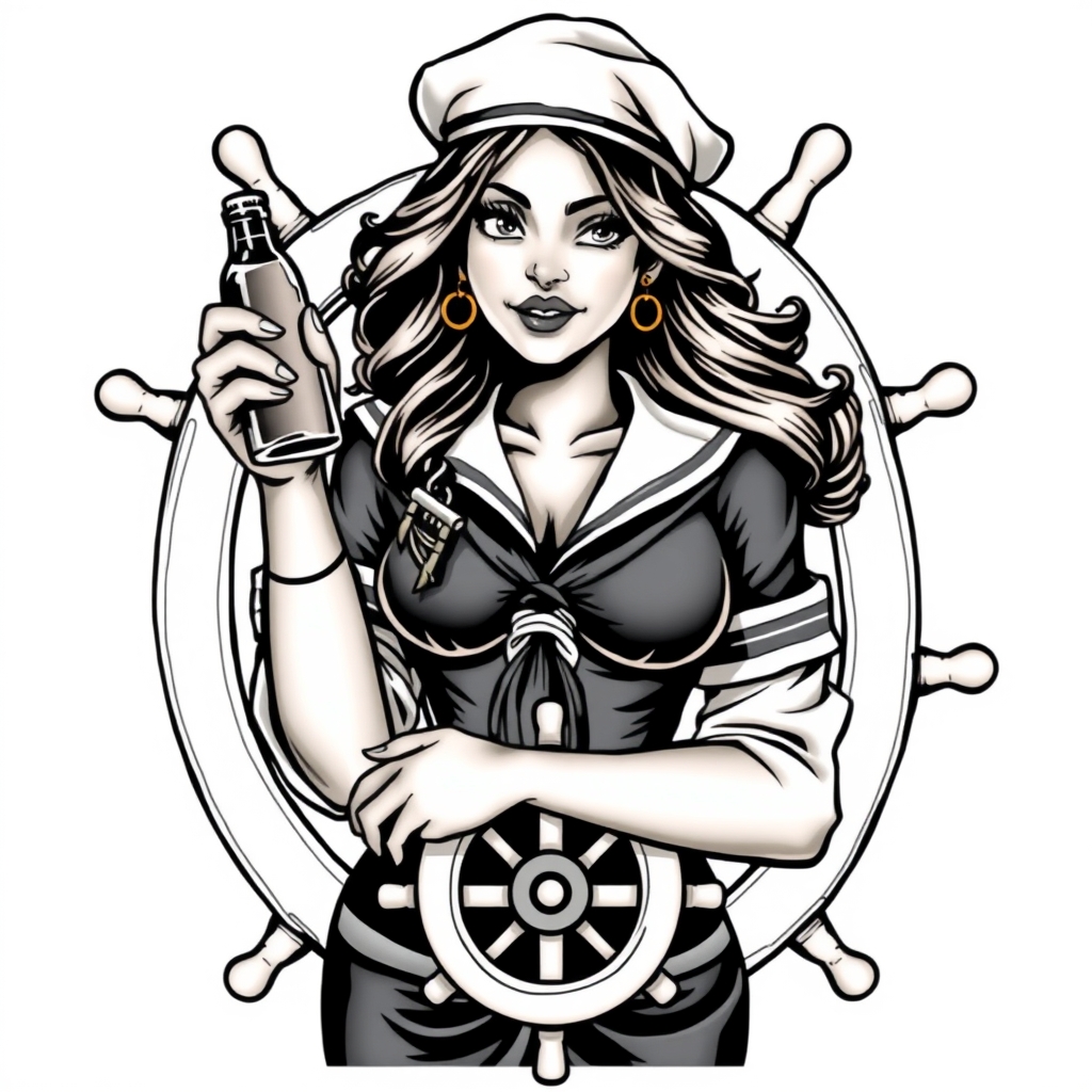 nautical character art traditional tattoo design