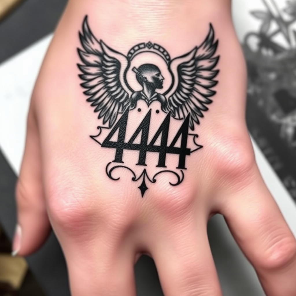 blackwork style angels and demons tattoo design - AI generated tattoo art for inspiration
