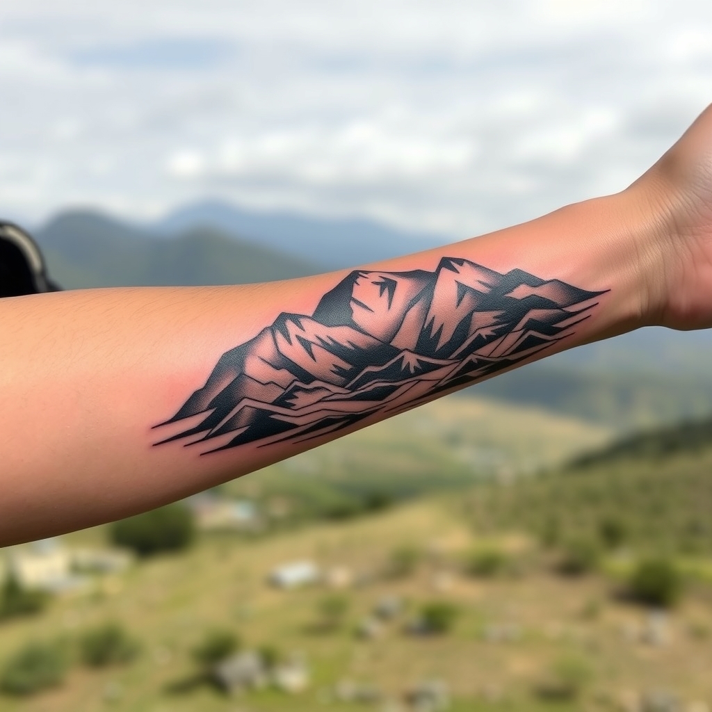 geometric style landscapes tattoo design - AI generated tattoo art for inspiration