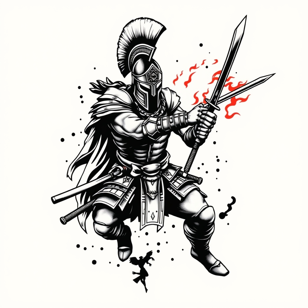 historical battle scene realistic tattoo design