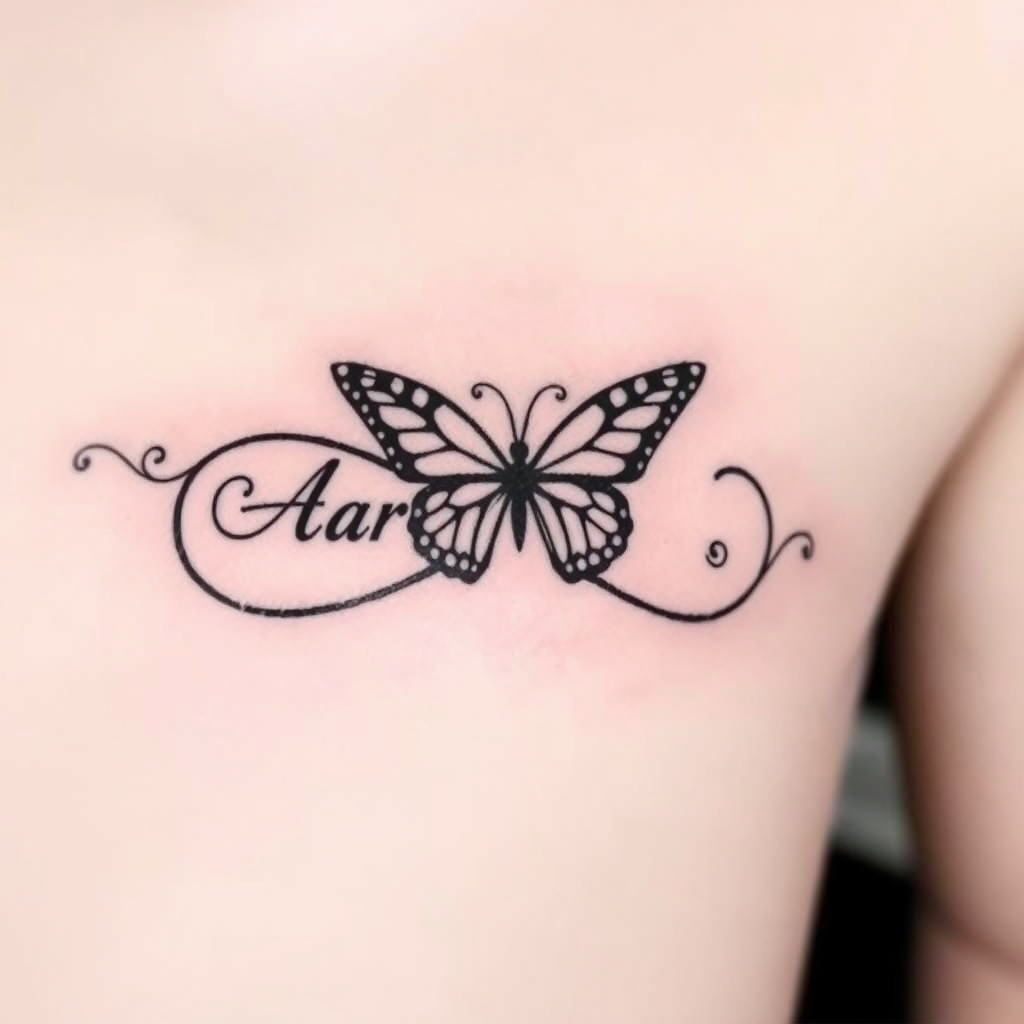 blackwork style infinity symbol tattoo design - AI generated tattoo art for inspiration