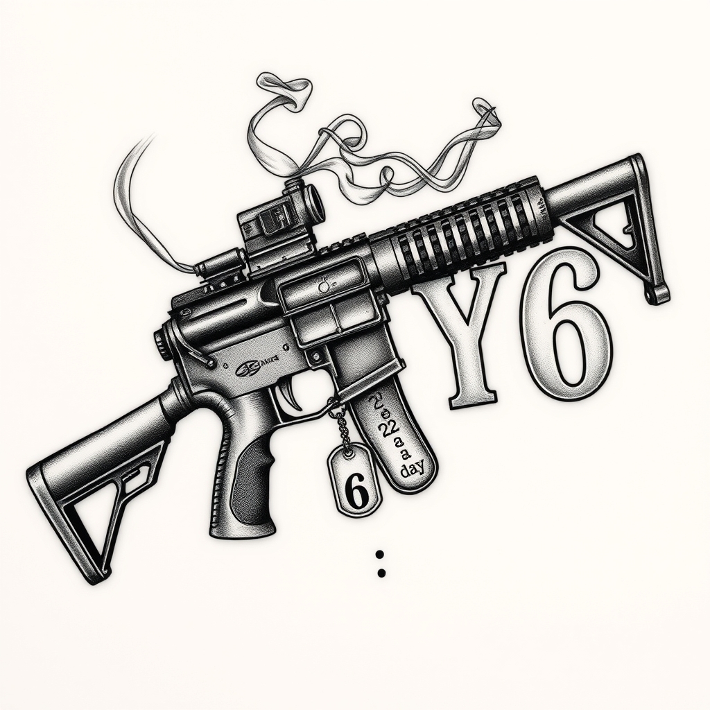 firearms memorial realistic tattoo design