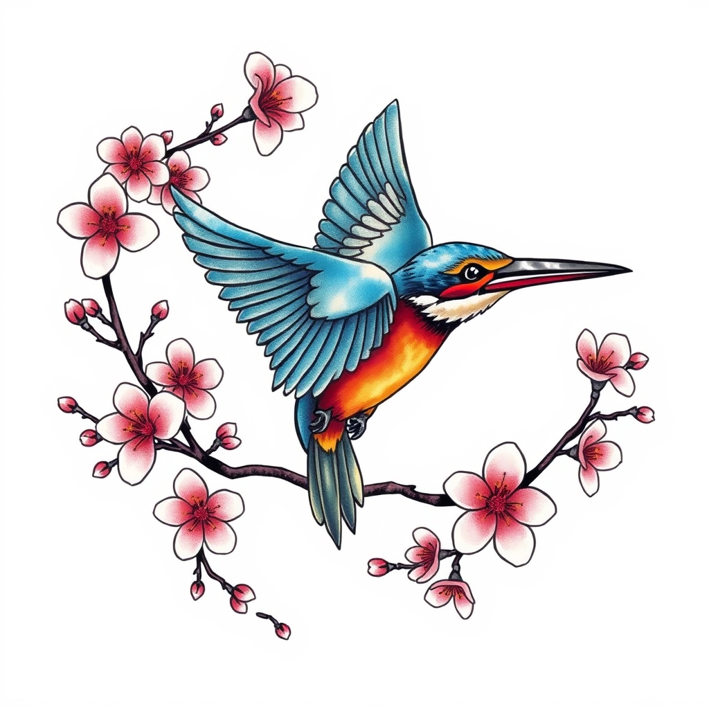 birds flowers geometric tattoo design