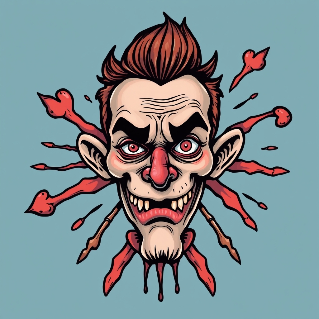 cartoon character surrealistic tattoo design