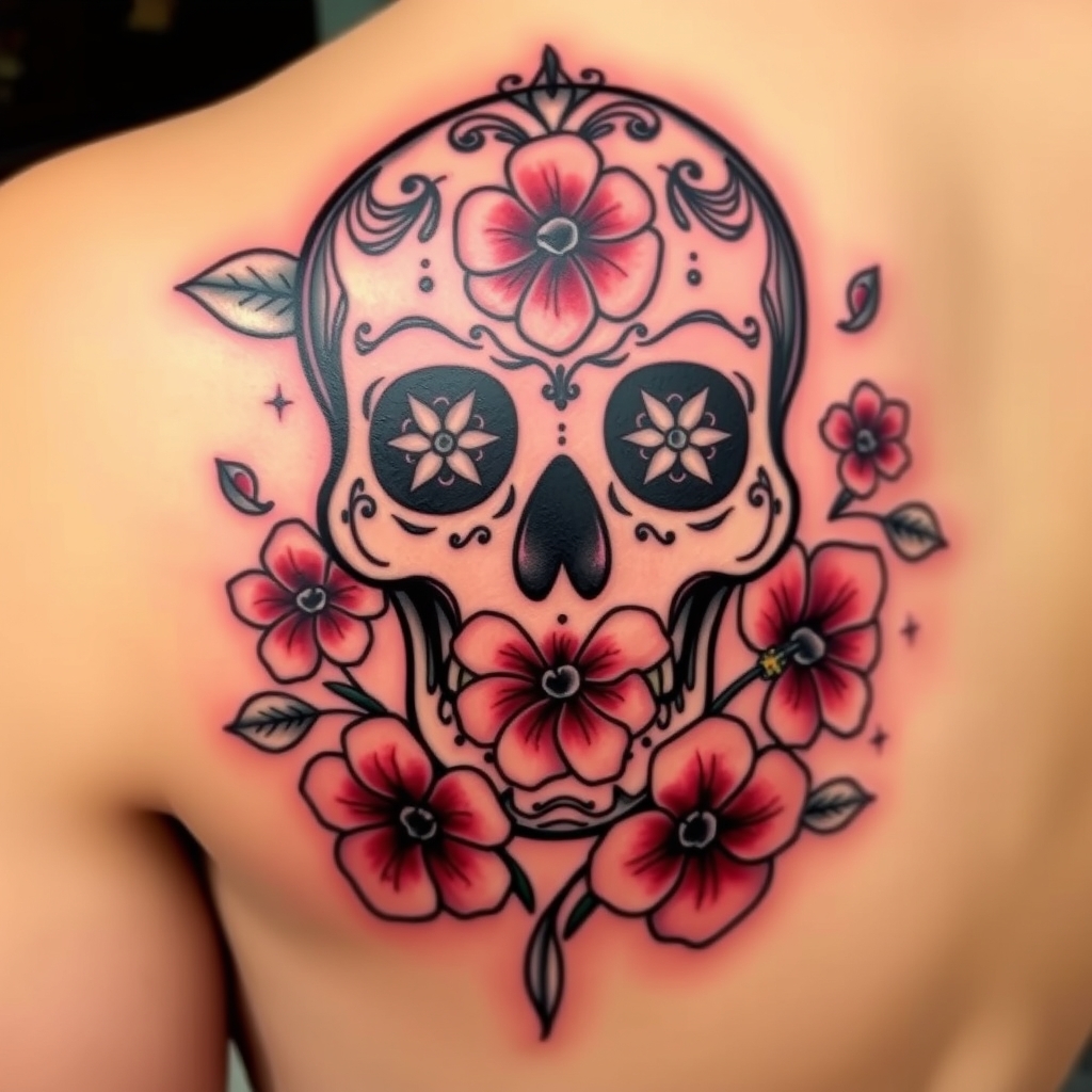 sugar skull realistic tattoo design