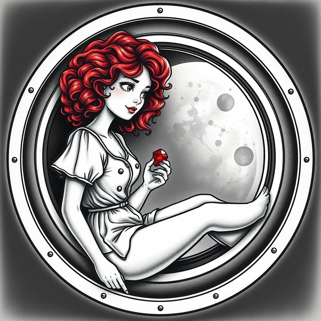 space exploration realistic tattoo design