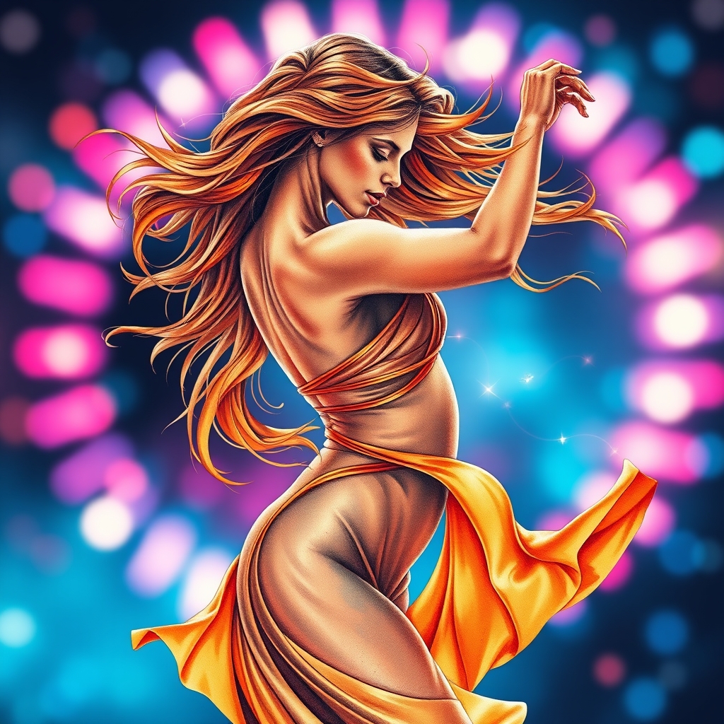 woman dancing watercolor tattoo design