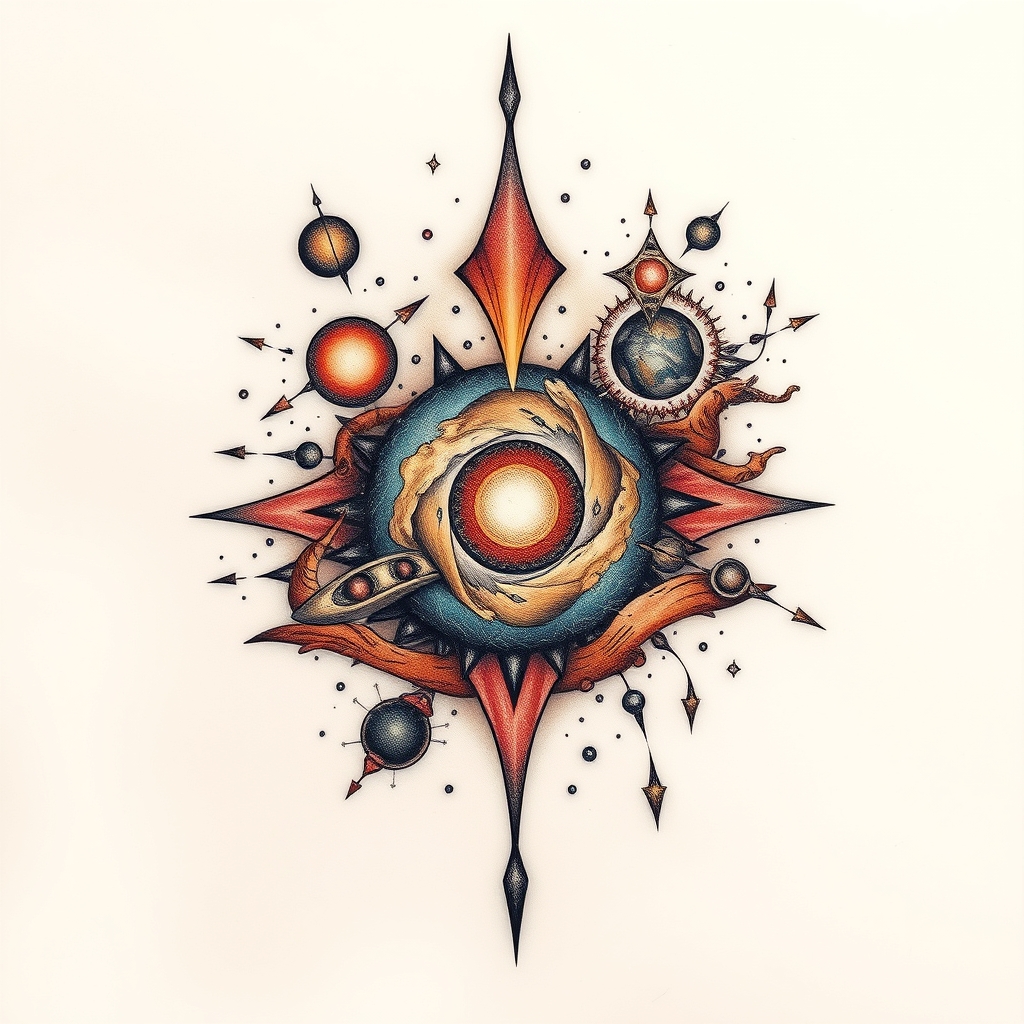 what's the tattoo description? surrealistic tattoo design