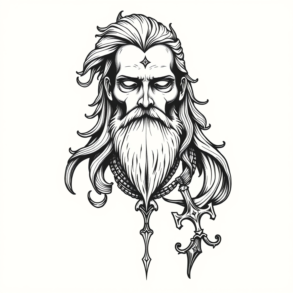 mythical creatures blackwork tattoo design