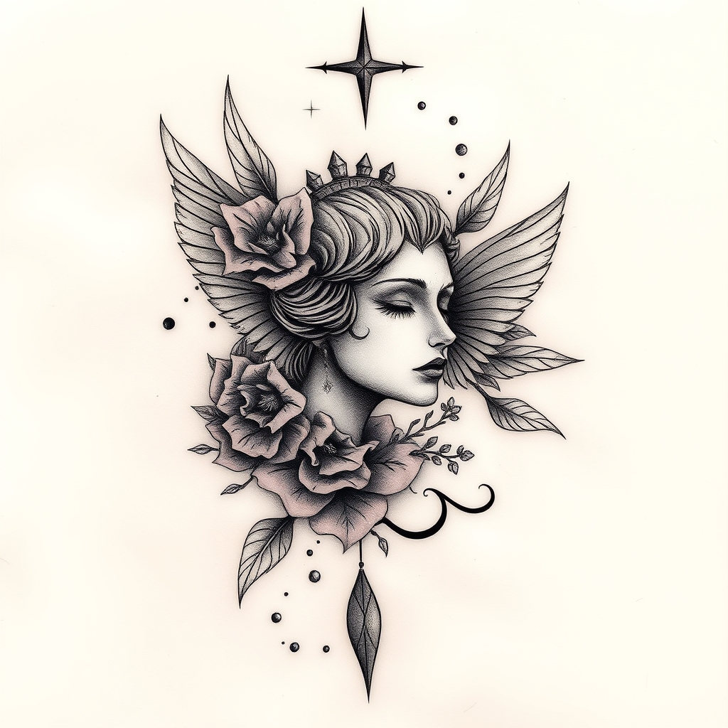 surrealistic style bdsm tattoo design - AI generated tattoo art for inspiration